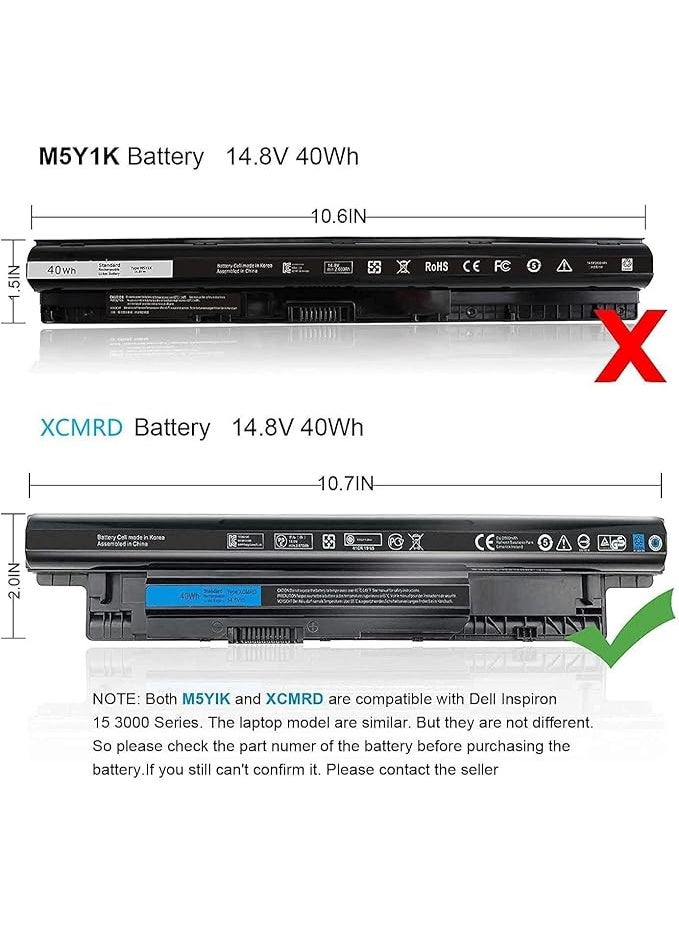 بطارية 40 واط ساعة XCMRD بقوة 14.8 فولت لأجهزة ديل إنسبيرون 15 سلسلة 3000 3542 3543 3521 3537 3531 3541 17R 5721 5737 17-3737 3721 15R 5537 5521 14 3421 3437 14R 5421 5437 لابتوب لاتيتود 3440 3540 P28F 4WY7C - Image 2